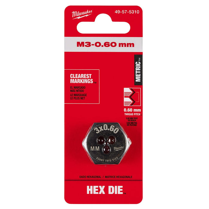 Milwaukee Tool Accessories Milwaukee M3-0.60 mm 1-Inch Hex Threading Die