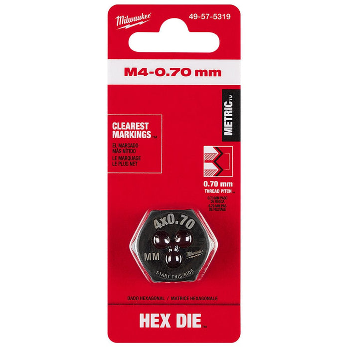 Milwaukee Tool Accessories Milwaukee M4-0.70 mm 1-Inch Hex Threading Die