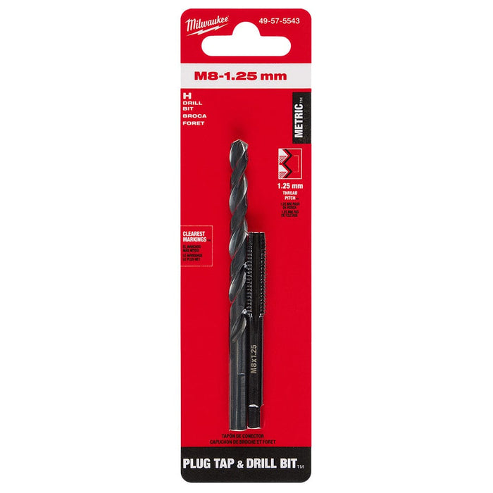 Milwaukee Tool Power Tools Accessories Milwaukee M8-1.25 mm Straight Flute Plug Tap & H Drill Bit