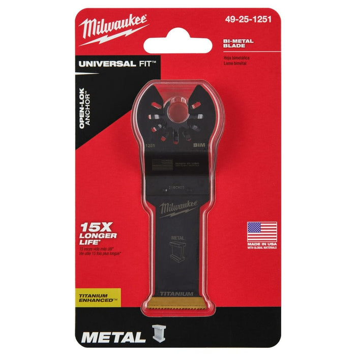 Milwaukee Tool Accessories Milwaukee Milwaukee® OPEN-LOK™ 1-1/8" TITANIUM ENHANCED BI-METAL METAL BLADE 1PK