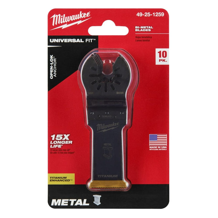 Milwaukee Tool Accessories Milwaukee Milwaukee® OPEN-LOK™ 1-1/8" TITANIUM ENHANCED BI-METAL METAL BLADES 10PK