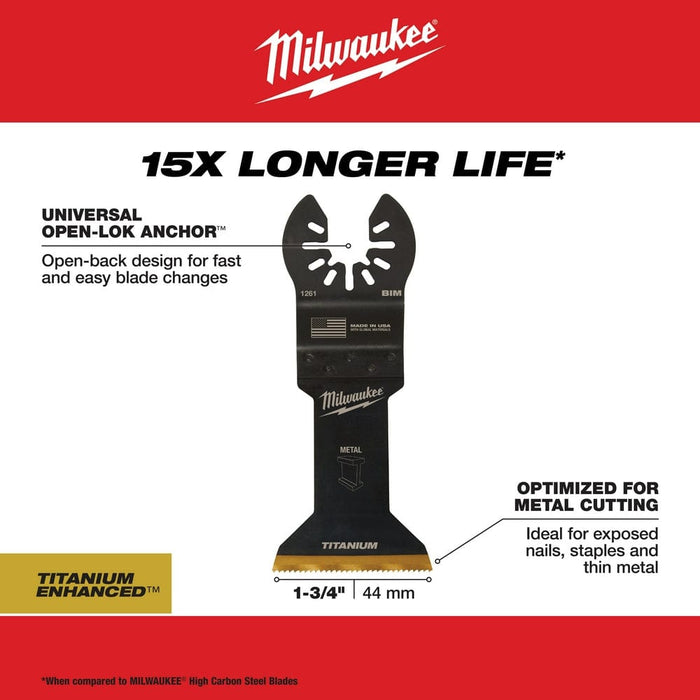 Milwaukee Tool Accessories Milwaukee Milwaukee® OPEN-LOK™ 1-3/4" TITANIUM ENHANCED BI-METAL METAL BLADES 10PK