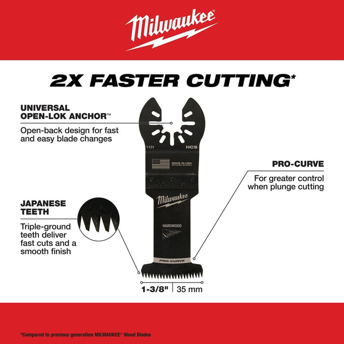 Milwaukee Tool Accessories Milwaukee Milwaukee® OPEN-LOK™ 1-3/8" HCS JAPANESE TOOTH PRO-CURVE™ HARDWOOD BLADE 1PK