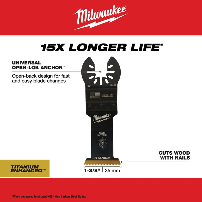 Milwaukee Tool Accessories Milwaukee Milwaukee® OPEN-LOK™ 1-3/8" TITANIUM ENHANCED BI-METAL MULTI-MATERIAL BLADE 1PK