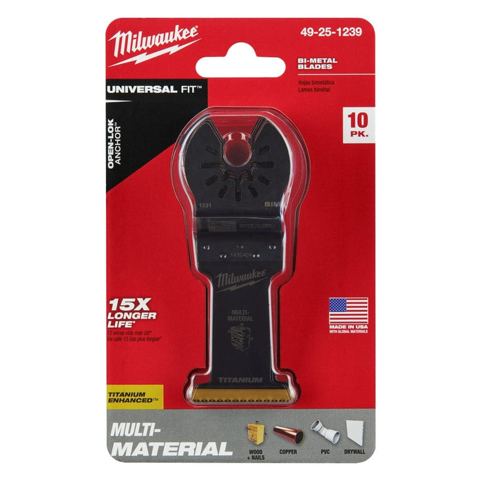 Milwaukee Tool Accessories Milwaukee Milwaukee® OPEN-LOK™ 1-3/8" TITANIUM ENHANCED BI-METAL MULTI-MATERIAL BLADES 10PK