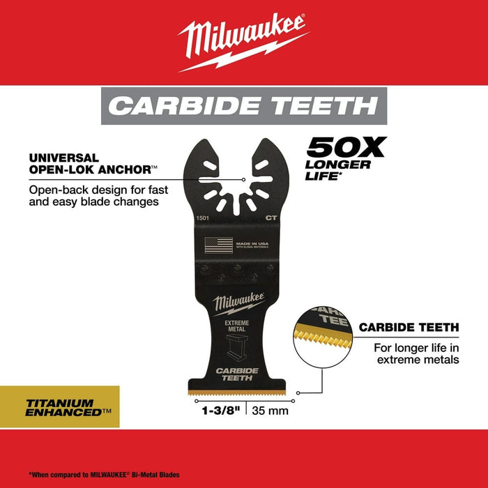 Milwaukee Tool Accessories Milwaukee Milwaukee® OPEN-LOK™ 1-3/8" TITANIUM ENHANCED CARBIDE TEETH METAL BLADE 1PK