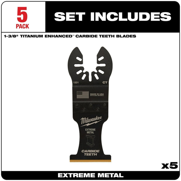 Milwaukee Tool Accessories Milwaukee Milwaukee® OPEN-LOK™ 1-3/8" TITANIUM ENHANCED CARBIDE TEETH METAL BLADE 5PK