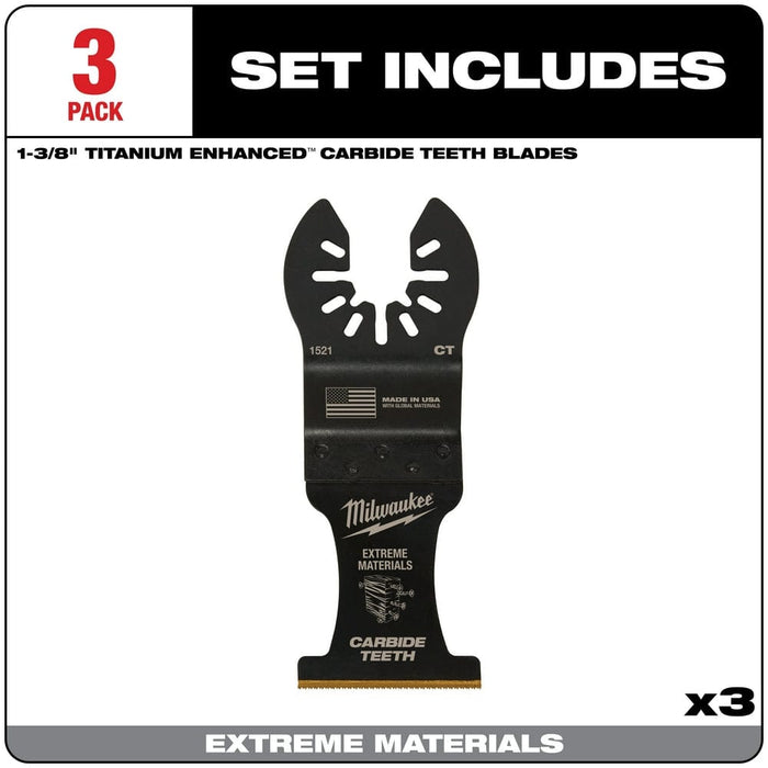 Milwaukee Tool Accessories Milwaukee Milwaukee® OPEN-LOK™ 1-3/8" TITANIUM ENHANCED CARBIDE TEETH MULTI-MATERIAL BLADE 3PK