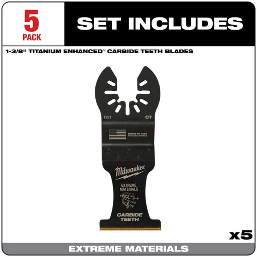 Milwaukee Tool Accessories Milwaukee Milwaukee® OPEN-LOK™ 1-3/8" TITANIUM ENHANCED CARBIDE TEETH MULTI-MATERIAL BLADE 5PK