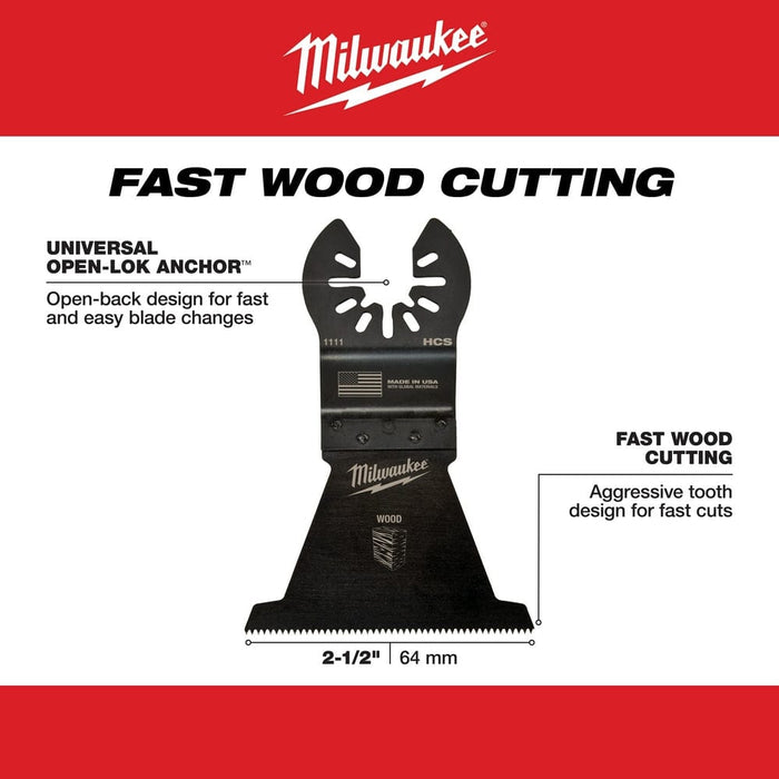 Milwaukee Tool Accessories Milwaukee Milwaukee® OPEN-LOK™ 2-1/2" HCS WOOD BLADE 1PK