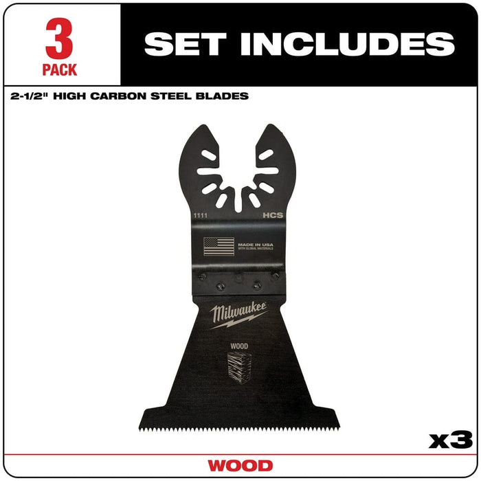 Milwaukee Tool Accessories Milwaukee Milwaukee® OPEN-LOK™ 2-1/2" HCS WOOD BLADES 3PK