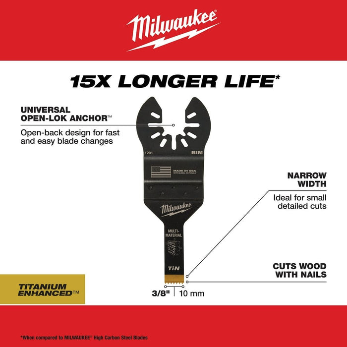 Milwaukee Tool Accessories Milwaukee Milwaukee® OPEN-LOK™ 3/8" TITANIUM ENHANCED BI-METAL MULTI-MATERIAL BLADE 1PK