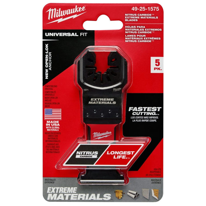 Milwaukee Tool Milwaukee NITRUS CARBIDE™ Extreme Materials Universal Fit OPEN-LOK™ Multi-Tool Blade 5PK