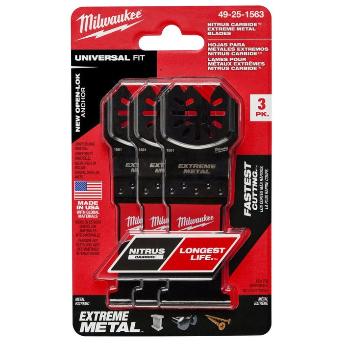 Milwaukee Tool Accessories Milwaukee NITRUS CARBIDE™ Extreme Metal Universal Fit OPEN-LOK™ Multi-Tool Blade 3PK