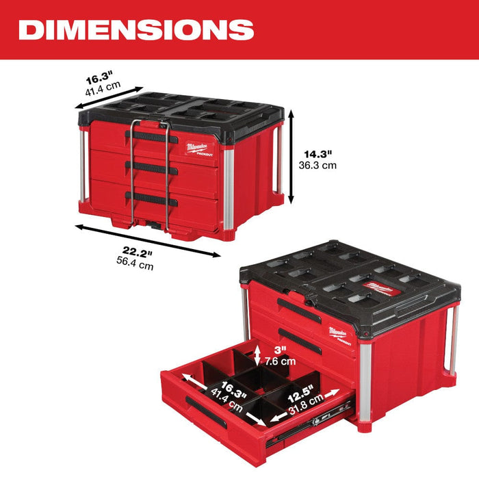 Milwaukee Tool Tool Storage Milwaukee PACKOUT™ 3-Drawer Tool Box