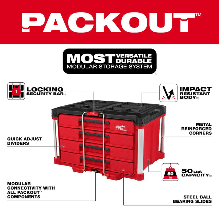 Milwaukee Tool Tool Storage Milwaukee PACKOUT™ 4-Drawer Tool Box