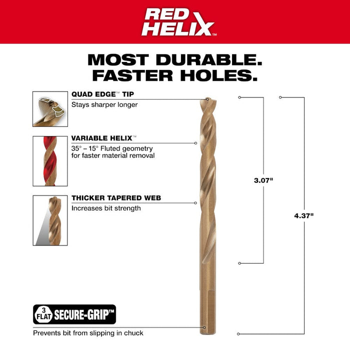 Milwaukee Tool Power Tools Accessories Milwaukee RED HELIX™ Cobalt 5/16" Drill Bit