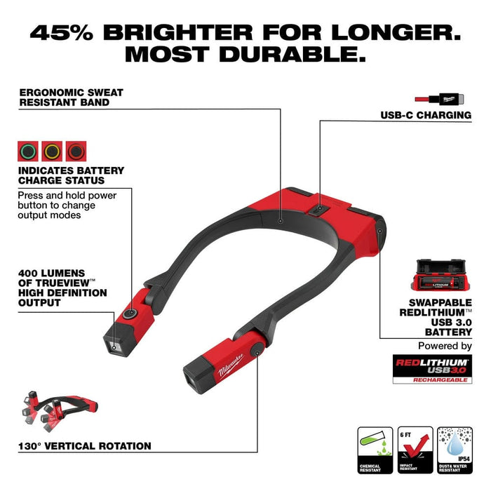 Milwaukee Tool Tools Milwaukee REDLITHIUM™ USB 400L Neck Light