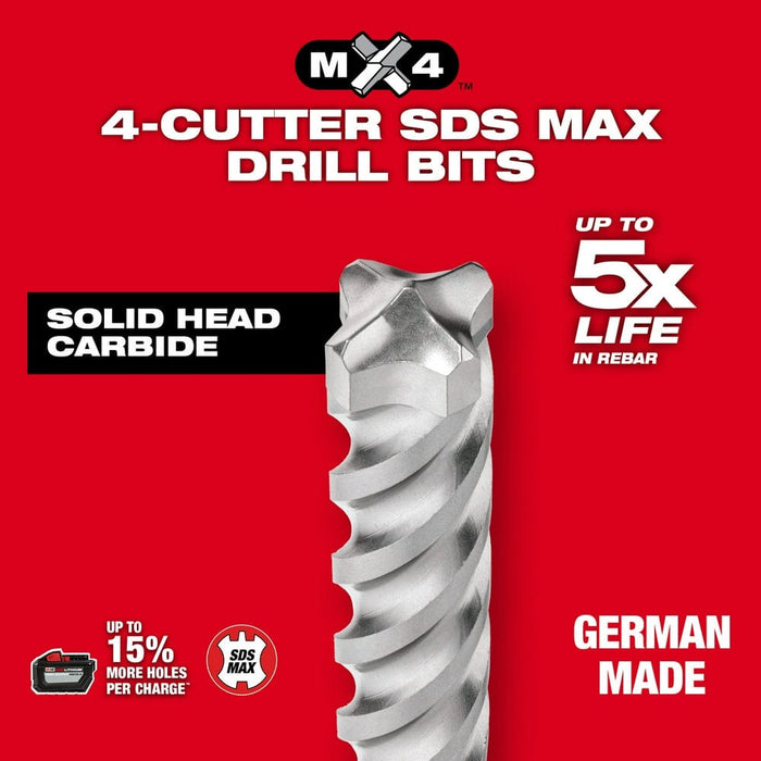 Milwaukee Tool Milwaukee SDS-Max 4-Cutter Bit 5/8 in x 15-1/2 in x 21 in