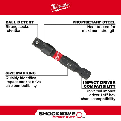 Milwaukee Tool Milwaukee SHOCKWAVE™ 1/4 in. Hex Shank to 1/4 in. Socket Adapter