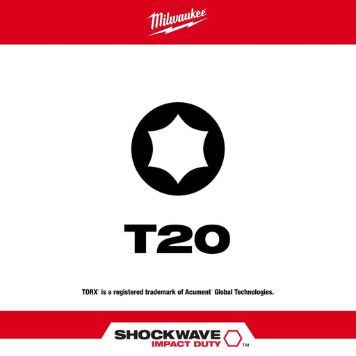 Milwaukee Tool Power Tools Accessories Milwaukee SHOCKWAVE™ 1 in. Impact T20 Insert Bits (15 Pack)