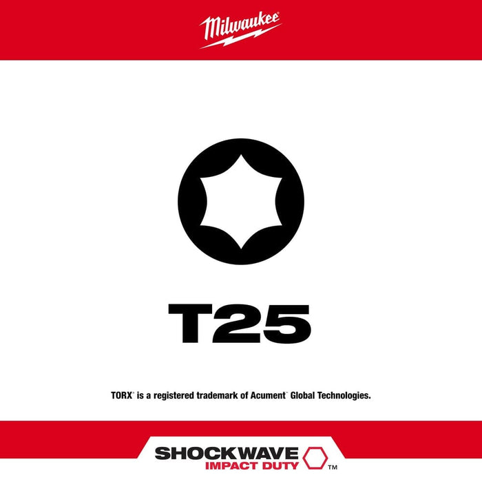 Milwaukee Tool Power Tools Accessories Milwaukee SHOCKWAVE™ 1 in. Impact T25 Insert Bits (15 Pack)