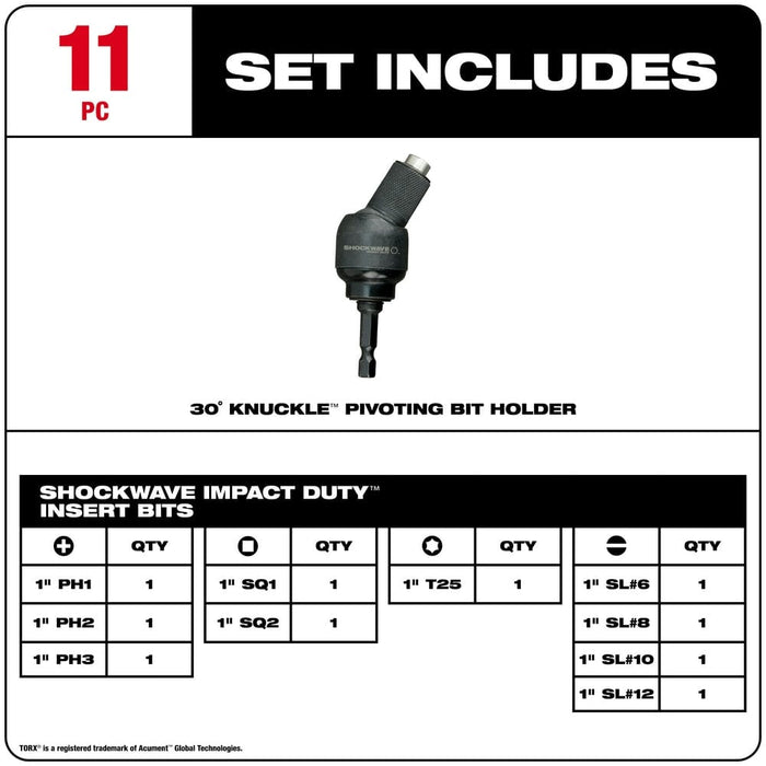 Milwaukee Tool Milwaukee SHOCKWAVE™ 11-Piece 30° Knuckle™ Bit Holder