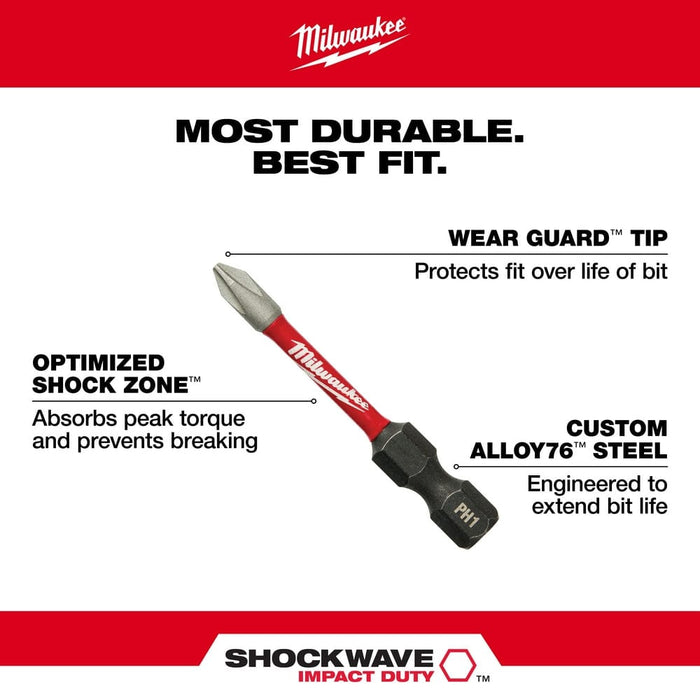 Milwaukee Tool Milwaukee SHOCKWAVE™ 2 in. Impact Phillips #1 Power Bit