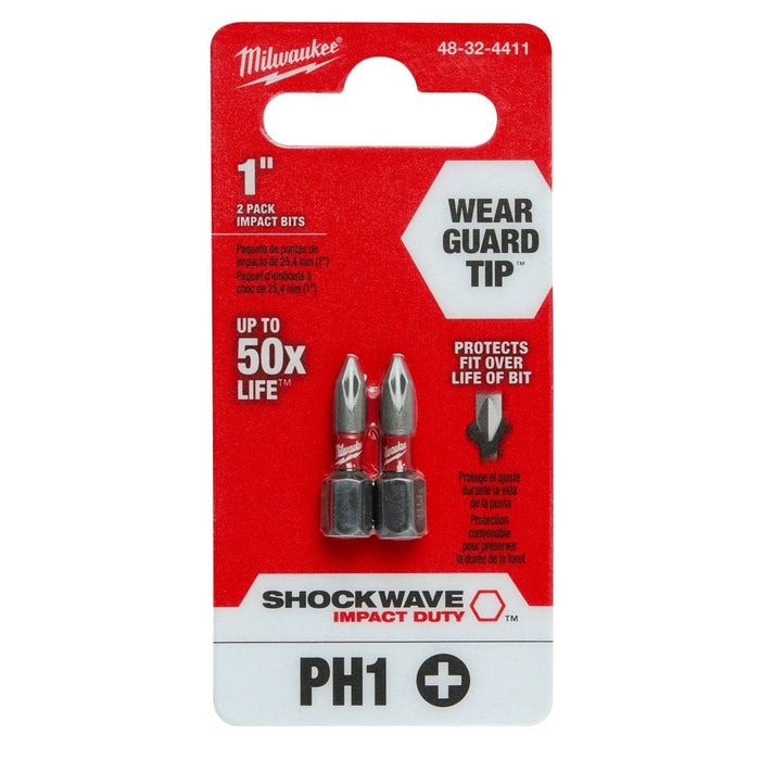 Milwaukee Tool Milwaukee SHOCKWAVE™ 2-Piece Impact Phillips #1 Insert Bits