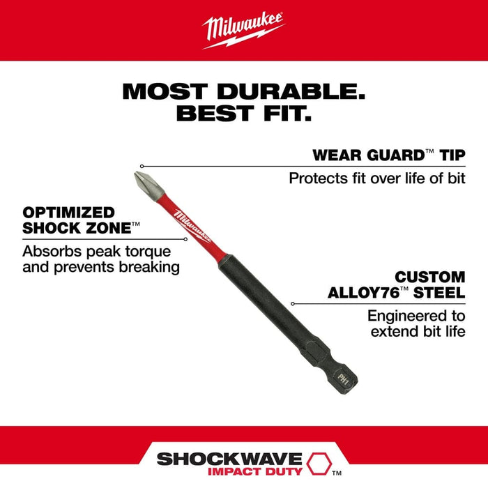 Milwaukee Tool Milwaukee SHOCKWAVE™ 3.5 in. PH1 Impact Driver Bits 5PK