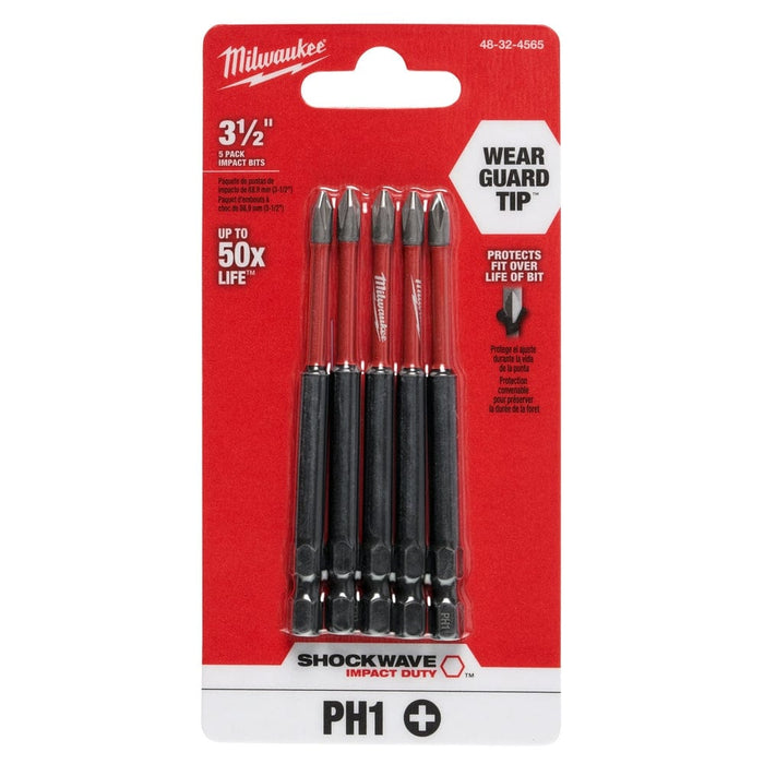 Milwaukee Tool Milwaukee SHOCKWAVE™ 3.5 in. PH1 Impact Driver Bits 5PK