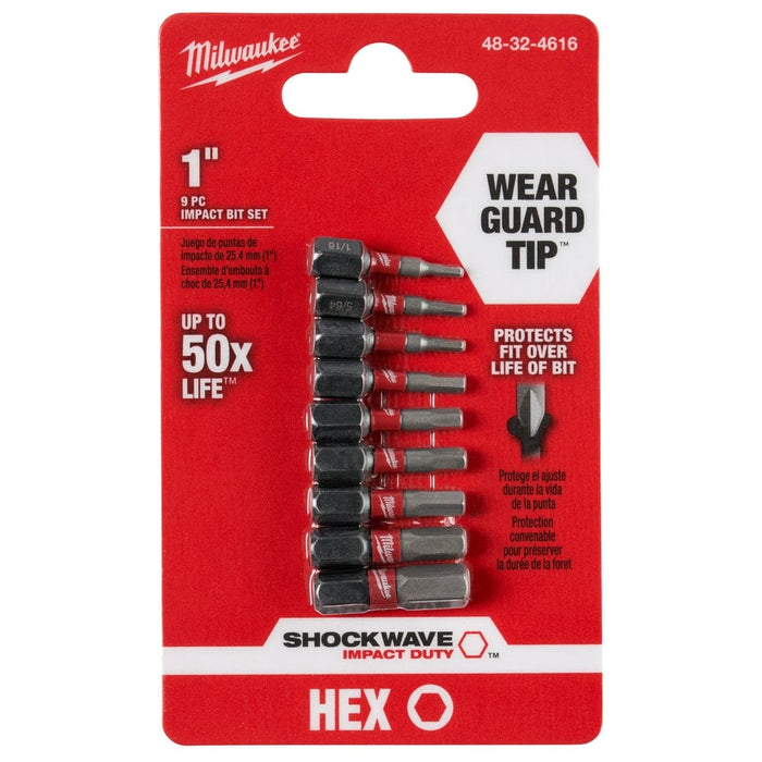 Milwaukee Tool Power Tools Accessories Milwaukee SHOCKWAVE™ 9-Piece Impact Hex Insert Bit Set