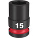 Milwaukee Tool Accessories Milwaukee SHOCKWAVE™ Impact Duty™ 1/2" Drive 15MM Standard 6 Point Socket