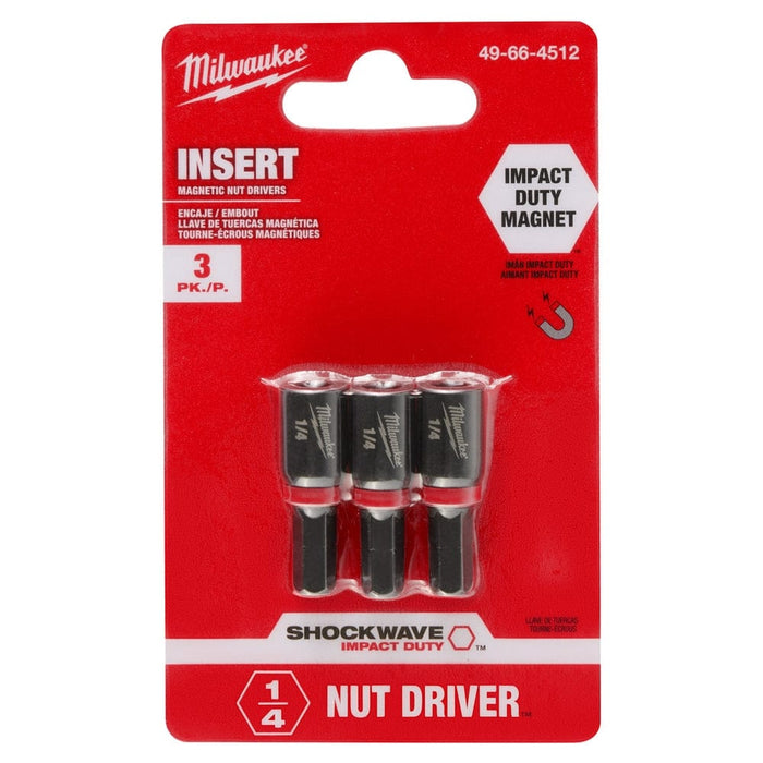 Milwaukee Tool Accessories Milwaukee SHOCKWAVE Impact Duty™ 1/4" Insert Magnetic Nut Driver 3PK