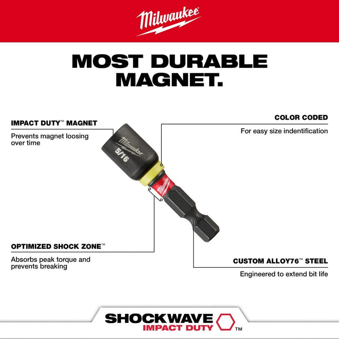 Milwaukee Tool Accessories Milwaukee SHOCKWAVE Impact Duty™ 1-7/8" Magnetic Nut Driver Set 3PC