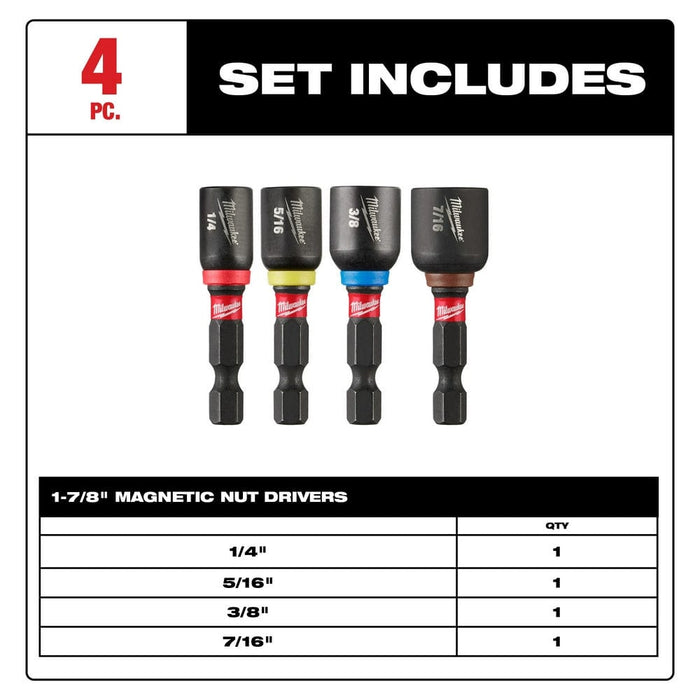 Milwaukee Tool Accessories Milwaukee SHOCKWAVE Impact Duty™ 1-7/8" Magnetic Nut Driver Set 4PC