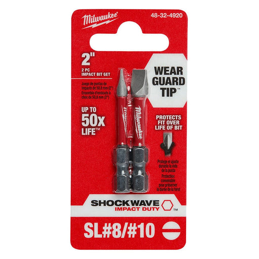 Milwaukee Tool Milwaukee SHOCKWAVE™ Impact Duty 2 in. Slotted #8/#10 Power Bit (2 Pack)