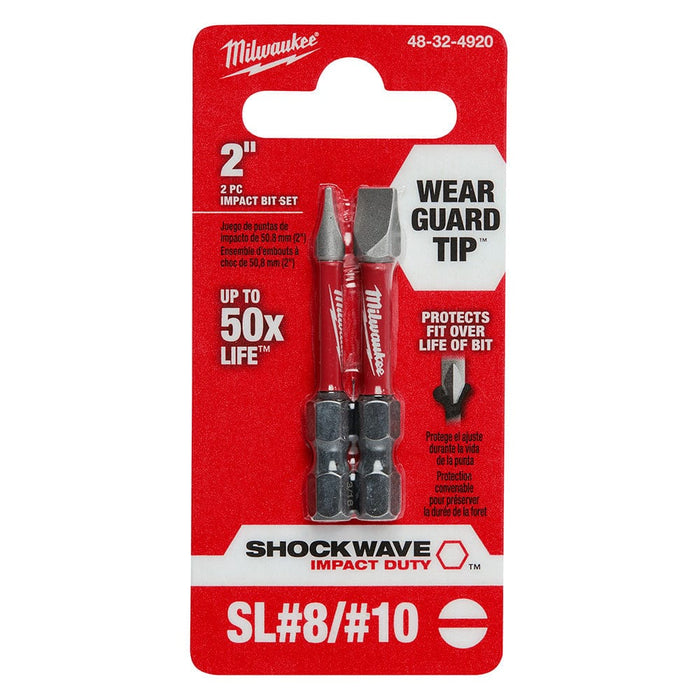 Milwaukee Tool Milwaukee SHOCKWAVE™ Impact Duty 2 in. Slotted #8/#10 Power Bit (2 Pack)