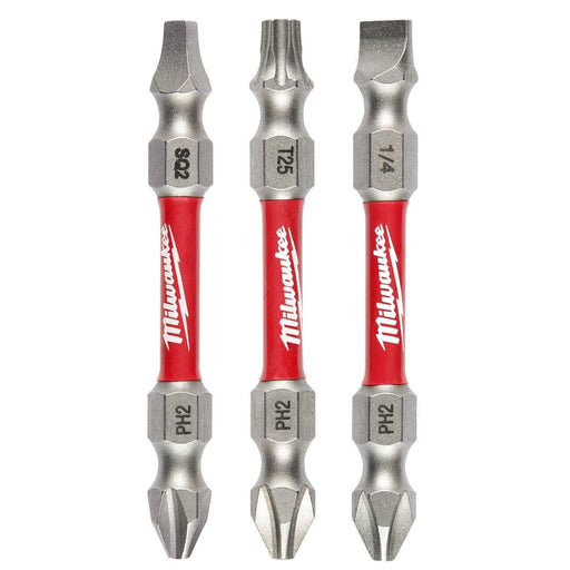 Milwaukee Tool Power Tools Accessories Milwaukee SHOCKWAVE Impact Duty™ PH2/SQ2/T25 Double Ended Bits 3PC