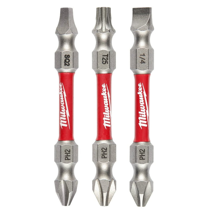 Milwaukee Tool Power Tools Accessories Milwaukee SHOCKWAVE Impact Duty™ PH2/SQ2/T25 Double Ended Bits 3PC