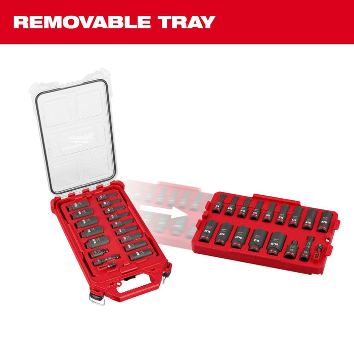 Milwaukee Tool Milwaukee SHOCKWAVE™ Impact Duty™ Socket 3/8” Dr 17PC SAE PACKOUT™ Set