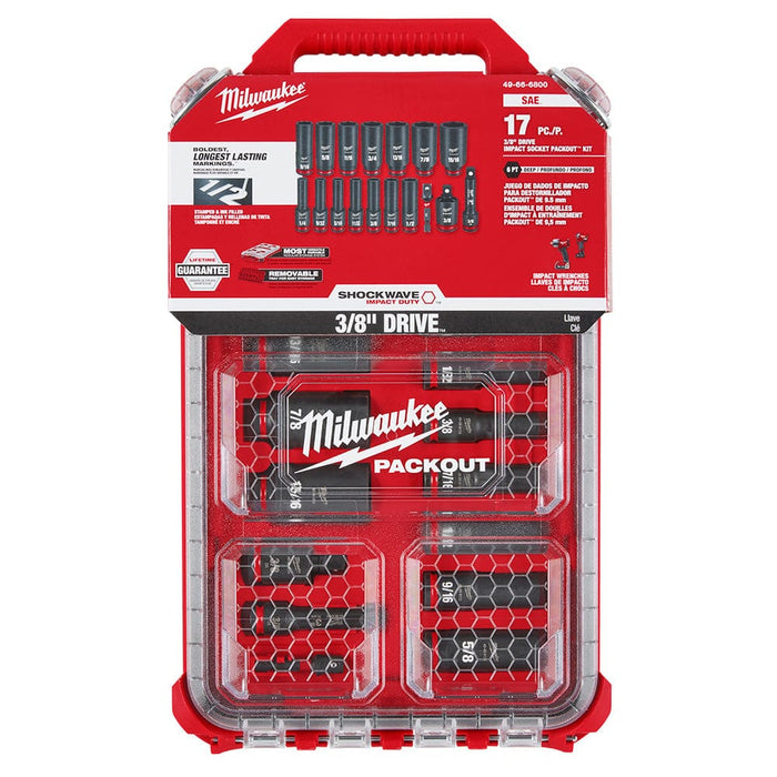 Milwaukee Tool Milwaukee SHOCKWAVE™ Impact Duty™ Socket 3/8” Dr 17PC SAE PACKOUT™ Set