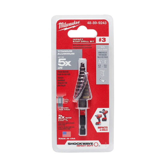 Milwaukee Tool Power Tools Accessories Milwaukee SHOCKWAVE™ Impact Duty™ Step Bit #3 3/16 - 3/4 in.