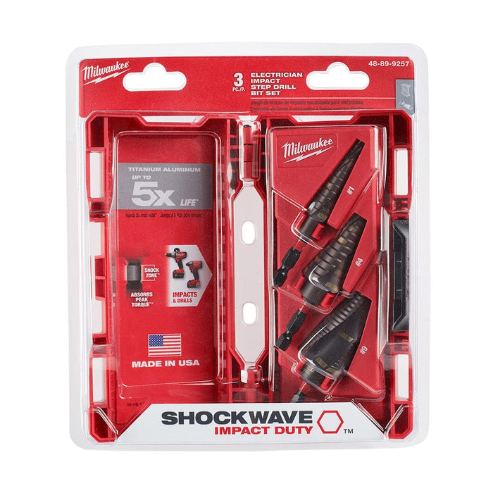 Milwaukee Tool Milwaukee SHOCKWAVE™ Impact Duty™ Step Bit Electrician Set (#1, #4, #9)