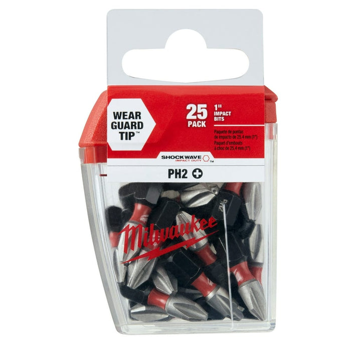 Milwaukee Tool Milwaukee SHOCKWAVE™ Impact Phillips #2 Insert Bits (25-Piece Contractor Pack)