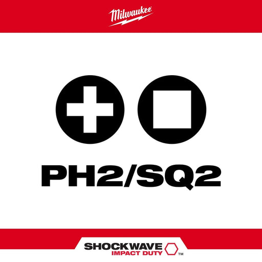 Milwaukee Tool Milwaukee SHOCKWAVE™ Impact Phillips #2 / Square #2 Double Ended Bit