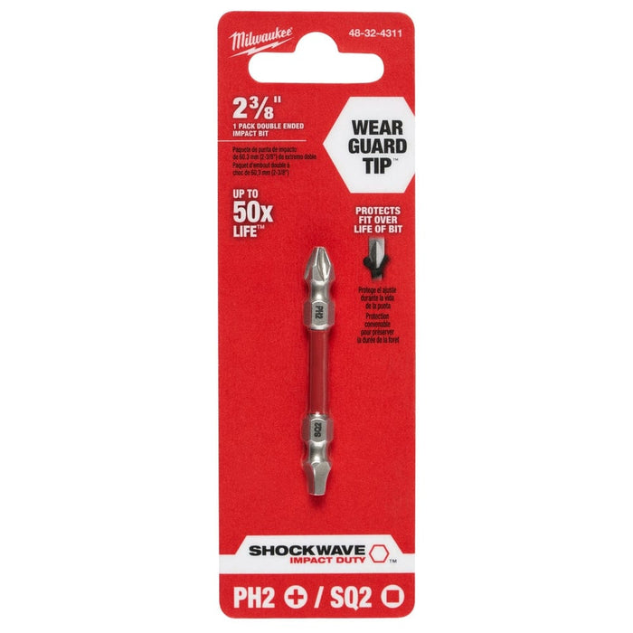 Milwaukee Tool Milwaukee SHOCKWAVE™ Impact Phillips #2 / Square #2 Double Ended Bit