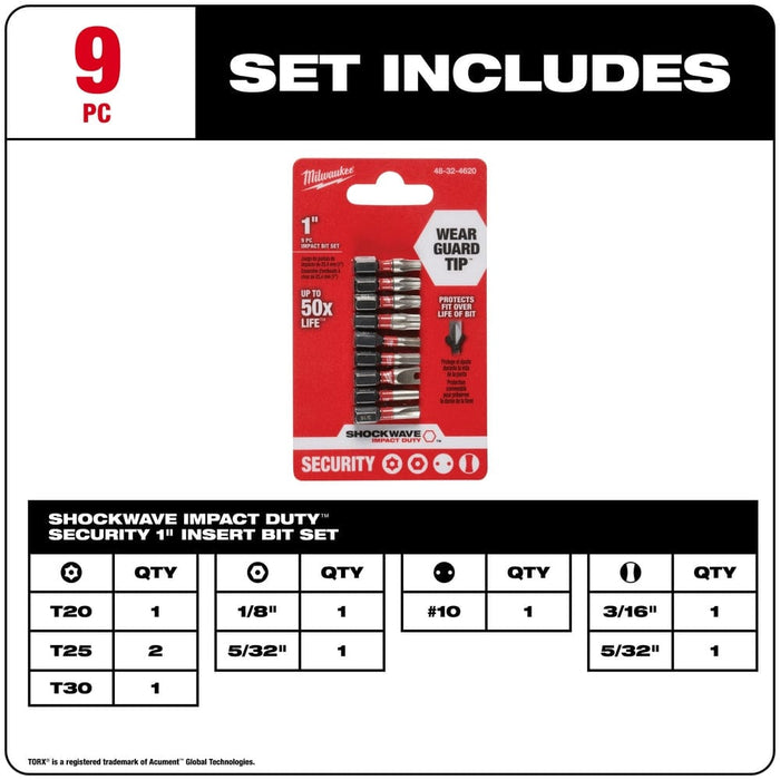 Milwaukee Tool Milwaukee SHOCKWAVE™ Impact  Security Insert Bit Set - 9PC