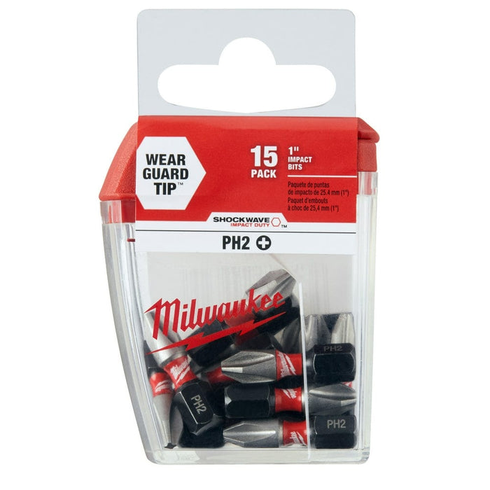 Milwaukee Tool Power Tools Accessories Milwaukee SHOCKWAVE™ Phillips #2 Insert Bit (15-Piece Contractor Pack)