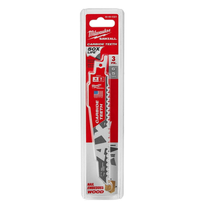 Milwaukee Tool Milwaukee The Ax™ with Carbide Teeth SAWZALL™ Blade 6 in. 5T 3PK